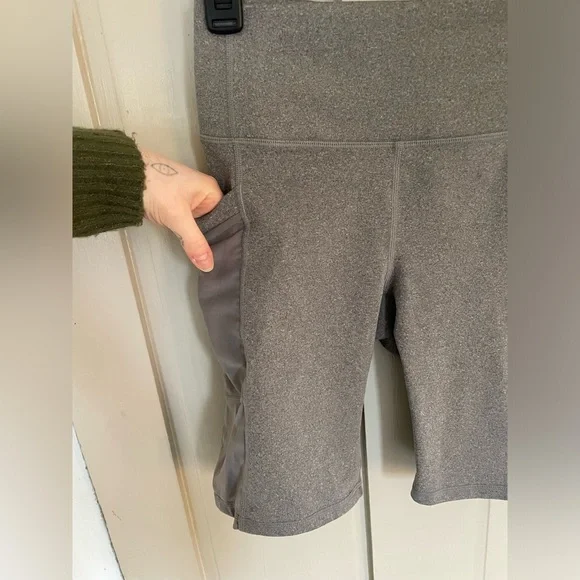 Fabletics Gray Bike Shorts High-Waisted Meshy Pockets Stretchy Active Comfort - Picture 6 of 9